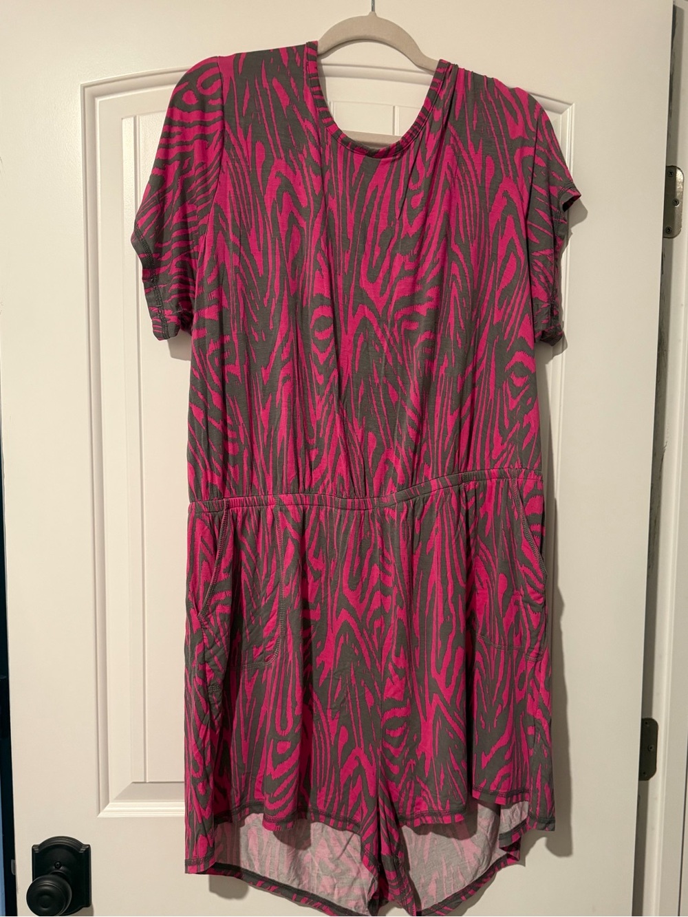 Torrid Hot Pink and Gray Patterned Romper